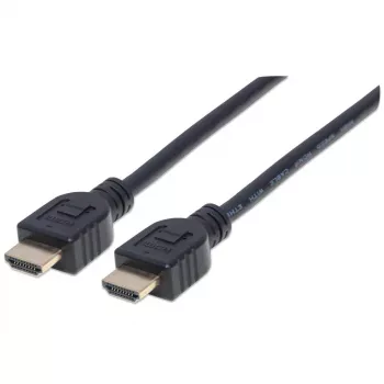 Cable HDMI 4K@60Hz con Ethernet Manhattan - certificado CL3, 1m, apto para instalación en pared, para todas las aplicaciones 4K y 1080p/HD – actualiza ahora o tenlo listo cuando lo necesites, macho a macho, negro, Ultra HD 4k x 2k, garantía de por vida, Premium High Speed