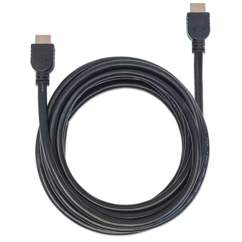 Cable HDMI 4K@60Hz con Ethernet Manhattan - clasificado CL3, 5 m, apto para instalación empotrada, para todas las aplicaciones 4K y 1080p/HD - para ampliar de inmediato o como preparación para el futuro, macho-macho, negro, Ultra HD 4K x 2K, garantía de por vida, Premium High Speed