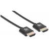 Cable HDMI con Ethernet Manhattan (Ultra Thin), 4K@60Hz (Premium High Speed), 0,5 m, macho a macho, negro, Ultra HD 4k x 2k, totalmente blindado, contactos dorados, garantía de por vida