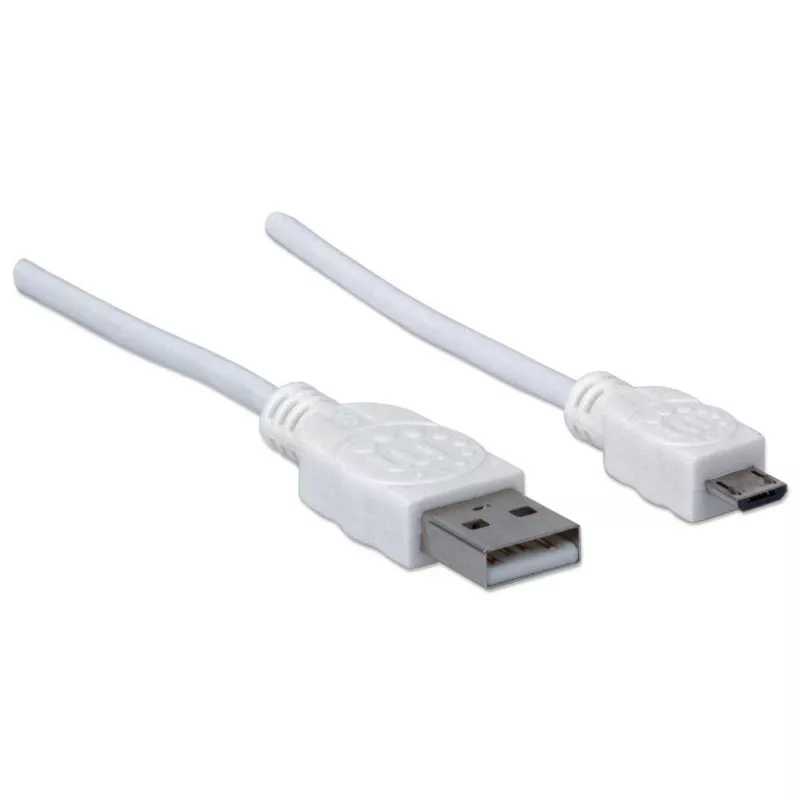 Manhattan 324069 Cable Hi-Speed USB 2.0, de USB-A a Micro-USB, macho a macho, 1,8 m, blanco