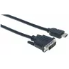 Cable HDMI a DVI-D 24+1 Manhattan, 3m, macho a macho, negro, Dual Link, compatible con DVD-D, garantía de por vida, equivalente a HDDVIMM3M