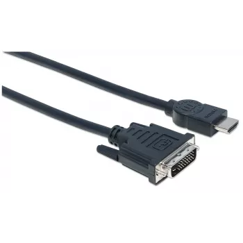 Cable HDMI a DVI-D 24+1 Manhattan, 3m, macho a macho, negro, Dual Link, compatible con DVD-D, garantía de por vida, equivalente a HDDVIMM3M