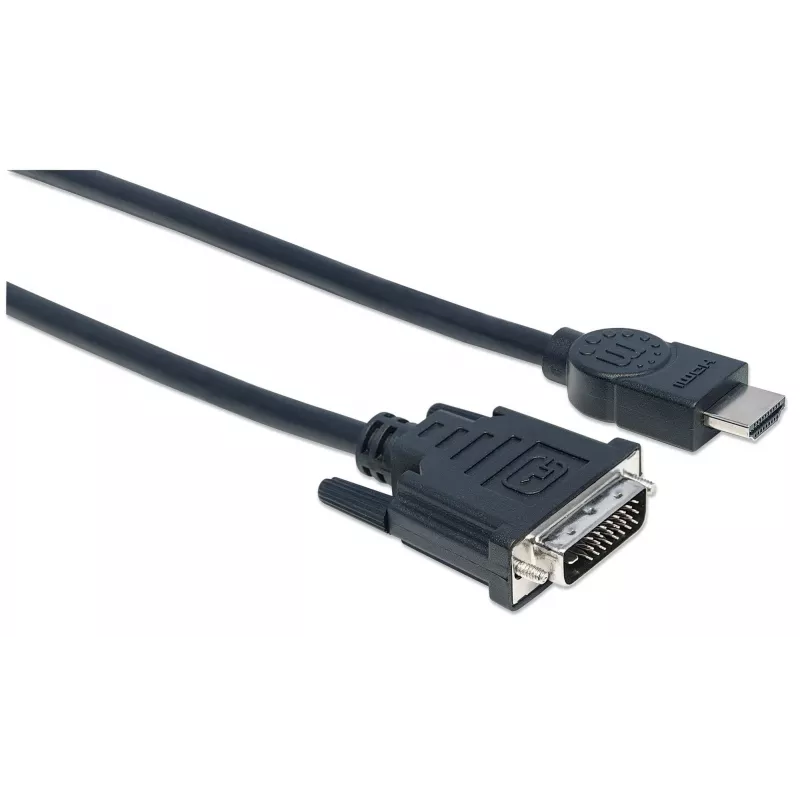 Cable HDMI a DVI-D 24+1 Manhattan, 3m, macho a macho, negro, Dual Link, compatible con DVD-D, garantía de por vida, equivalente a HDDVIMM3M