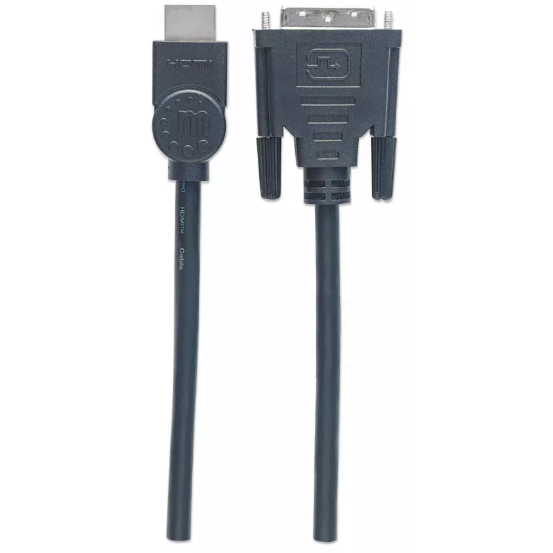 Cable HDMI a DVI-D 24+1 Manhattan, 3m, macho a macho, negro, Dual Link, compatible con DVD-D, garantía de por vida, equivalente a HDDVIMM3M