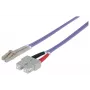 Cable de fibra óptica patch Intellinet, OM4, LC/SC, 2 m, Violeta, Dúplex, Multimodo, 50/125 µm, LSZH, Fibra, garantía de por vida