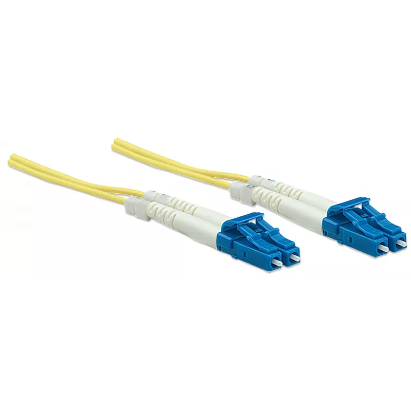Cable de fibra óptica patch Intellinet, OS2, LC/LC, 3 m, Amarillo, Dúplex, Monomodo, 9/125 µm, LSZH, Fibra óptica, garantía de por vida