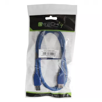 Techly cable alargador USB 3.0, conector macho A / conector hembra A, 1 m, azul ICOC U3-AA-10-EX