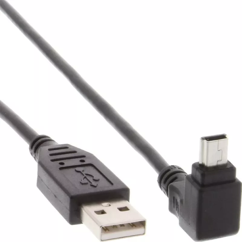 Techly cable USB 2.0 conector macho A / conector macho Mini B 90° 1,8 m negro ICOC MUSB-AA-018ANG