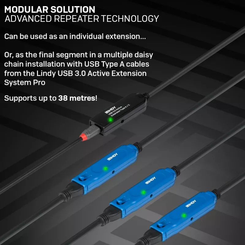 Lindy 20 m alargador activo USB 3.0 Type-A a C