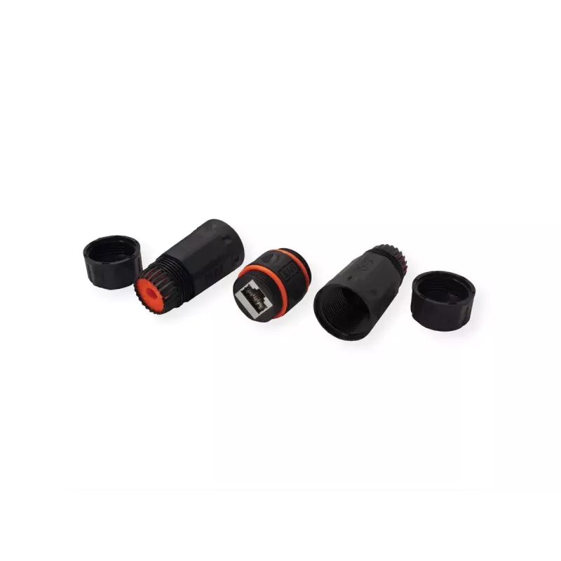 VALUE 21.99.3007 acoplador RJ-45 apantallado, Cat.6A, para exterior e industria, negro