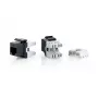 Jack keystone Cat.6 no blindado LSA Equip, 8 uds./pack, plano, negro, LSA, LSA, oro, 23/26