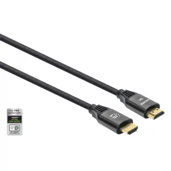 Cable HDMI con Ethernet Manhattan 8K@60Hz 2 m trenzado conector macho a conector macho negro