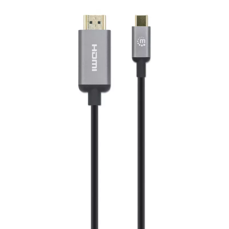 Manhattan 153607 cable de USB-C a HDMI, macho-macho, doble blindaje, 2 m, negro/plata