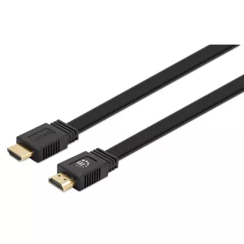 Cable HDMI con Ethernet (plano) Manhattan, 4K@60Hz (Premium High Speed), 5 m, conector macho a conector macho, negro, Ultra HD 4K x 2K, totalmente blindado, contactos dorados, garantía de por vida