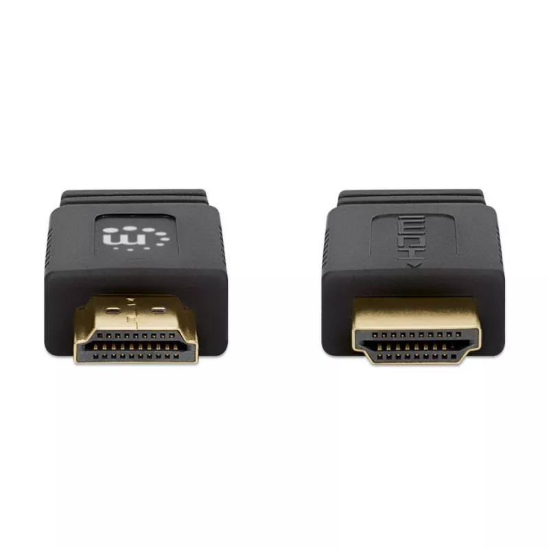 Cable HDMI con Ethernet (plano) Manhattan, 4K@60Hz (Premium High Speed), 10 m, conector macho a conector macho, negro, Ultra HD 4K x 2K, totalmente blindado, contactos dorados, garantía de por vida