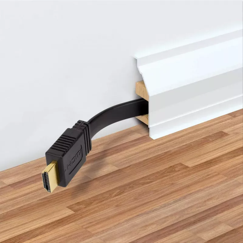 Cable HDMI con Ethernet (plano) Manhattan, 4K@60Hz (Premium High Speed), 10 m, conector macho a conector macho, negro, Ultra HD 4K x 2K, totalmente blindado, contactos dorados, garantía de por vida