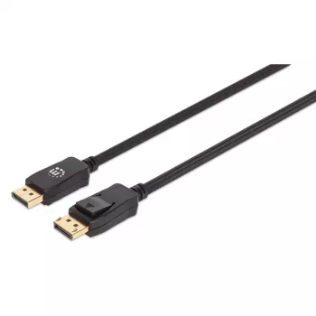 Cable DisplayPort 1.4 Manhattan, 8K@60Hz, 3 m, cable trenzado, conector macho a conector macho, con bloqueos, totalmente blindado, negro, garantía de por vida, equivalente a DP14MM3M