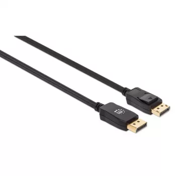 Cable DisplayPort 1.4 Manhattan, 8K@60Hz, 3 m, cable trenzado, conector macho a conector macho, con bloqueos, totalmente blindado, negro, garantía de por vida, equivalente a DP14MM3M