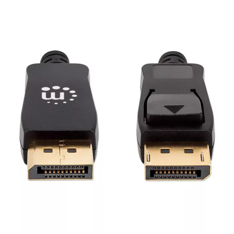 Cable DisplayPort 1.4 Manhattan, 8K@60Hz, 3 m, cable trenzado, conector macho a conector macho, con bloqueos, totalmente blindado, negro, garantía de por vida, equivalente a DP14MM3M