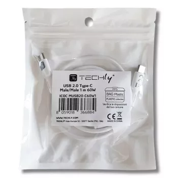 Techly ICOC-MUSB20-C60W1 Cable USB USB 2.0 1 m USB-C blanco