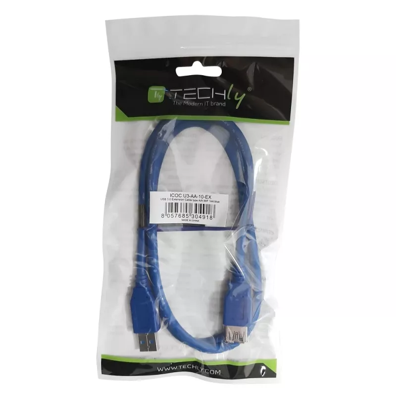 Techly Cable alargador USB 3.0 A macho / A hembra 0,5m azul ICOC U3-AA-005-EX