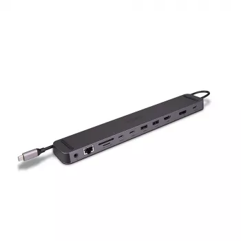 Lindy DST-Mini XT 810, estación de acoplamiento mini USB-C para portátil con pantalla única (8K) o doble pantalla (4K60) y carga pasante de 100W