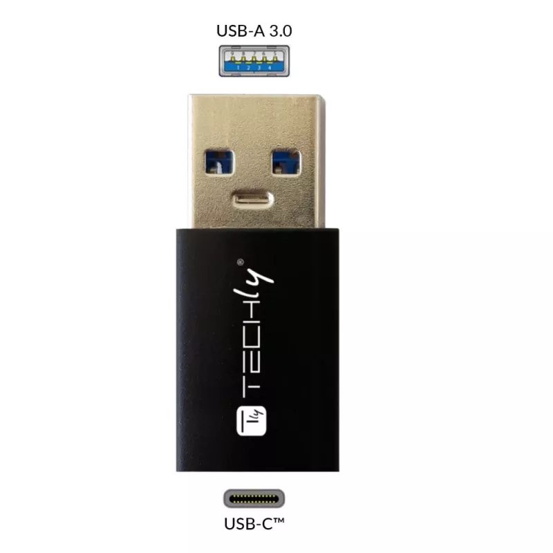 Adaptador USB Techly IADAP USB3-AFT USB A a USB C negro