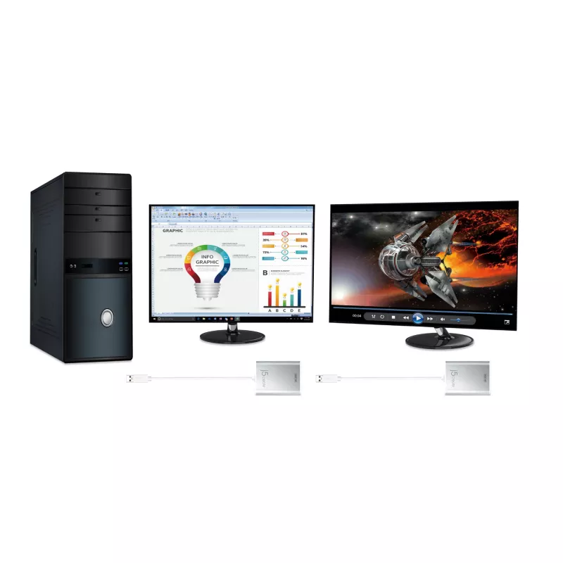 Adaptador de pantalla j5create JUA354 USB 3.0 a 4K HDMI plateado