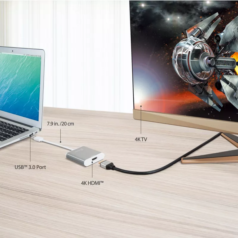 Adaptador de pantalla j5create JUA354 USB 3.0 a 4K HDMI plateado