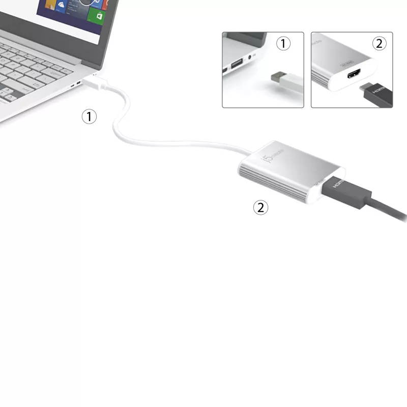 Adaptador de pantalla j5create JUA354 USB 3.0 a 4K HDMI plateado