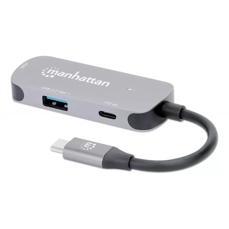 Manhattan Dock/Hub USB-C HDMI USB-A USB-C 100W Power Delivery 4K 60Hz