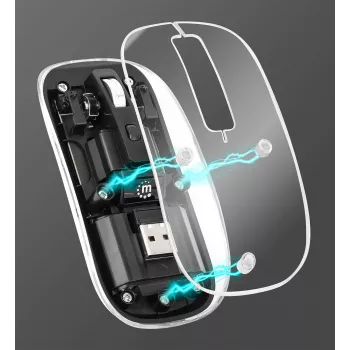 Ratón inalámbrico Manhattan Transparente recargable USB
