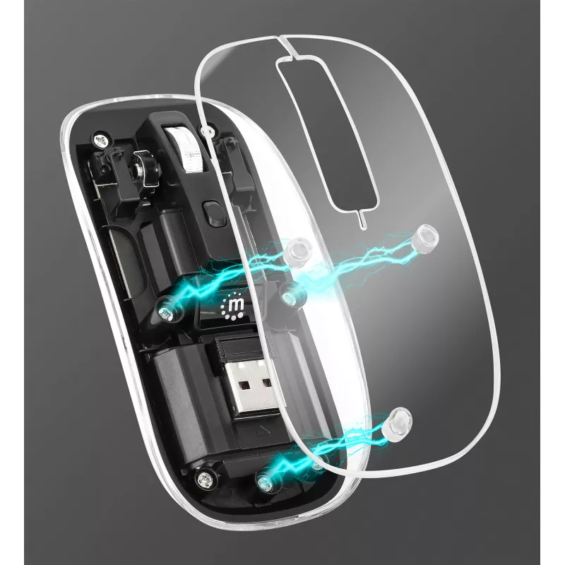 Ratón inalámbrico Manhattan Transparente recargable USB
