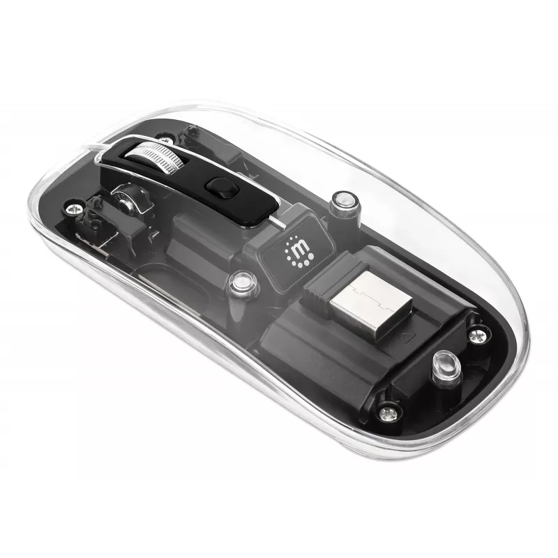 Ratón inalámbrico Manhattan Transparente recargable USB