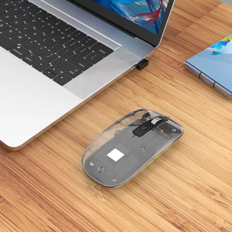 Ratón inalámbrico Manhattan Transparente recargable USB
