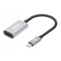 Manhattan 153973 adaptador de USB-C a HDMI, 4K 60 Hz, aluminio, Space Grey