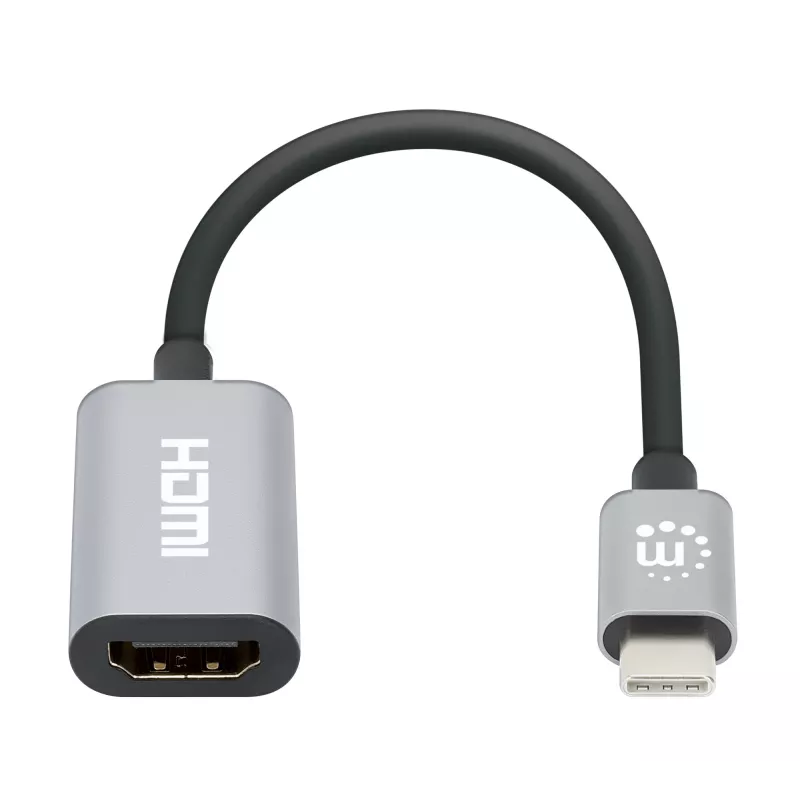 Manhattan 153973 adaptador de USB-C a HDMI, 4K 60 Hz, aluminio, Space Grey