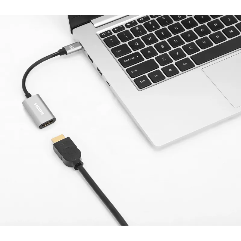 Manhattan 153973 adaptador de USB-C a HDMI, 4K 60 Hz, aluminio, Space Grey