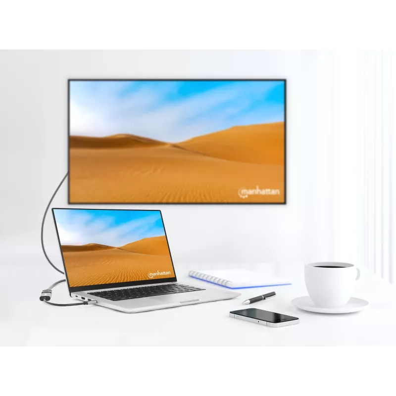 Manhattan 153973 adaptador de USB-C a HDMI, 4K 60 Hz, aluminio, Space Grey