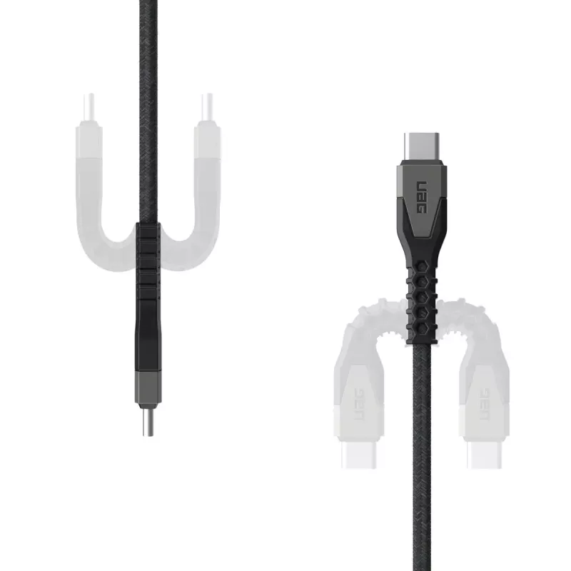 Cable de alimentación USB-C a USB-C EATON Urban Armor Gear Kevlar Core 1,5 m, USB 2.0, negro/gris