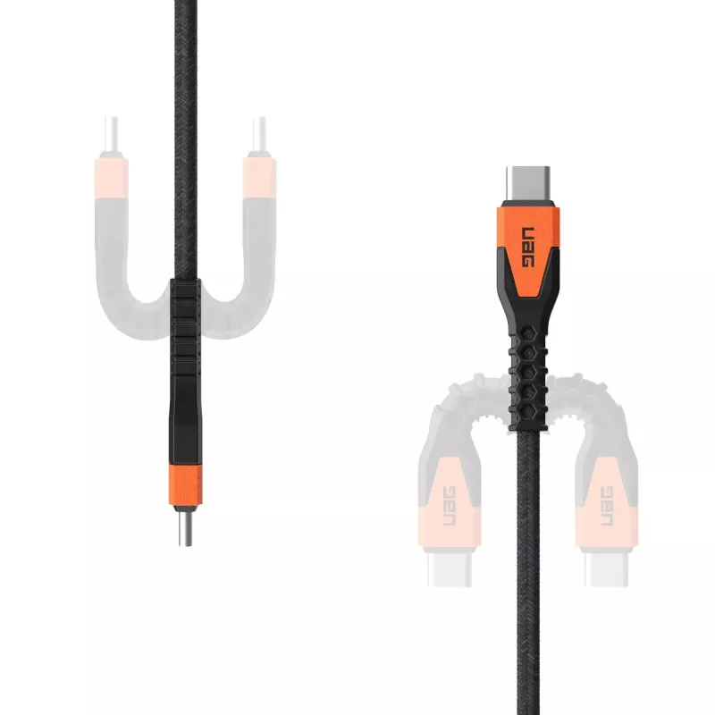 Cable de carga USB-C a USB-C Eaton 1,5 m – núcleo de Kevlar, USB 2.0, negro/naranja