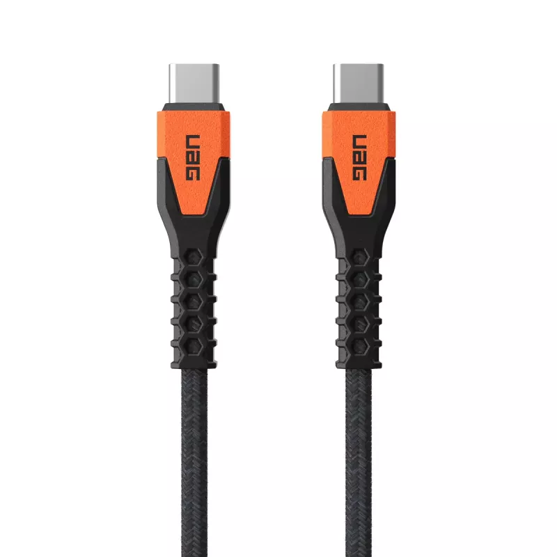 Cable de carga USB-C a USB-C Eaton 1,5 m – núcleo de Kevlar, USB 2.0, negro/naranja