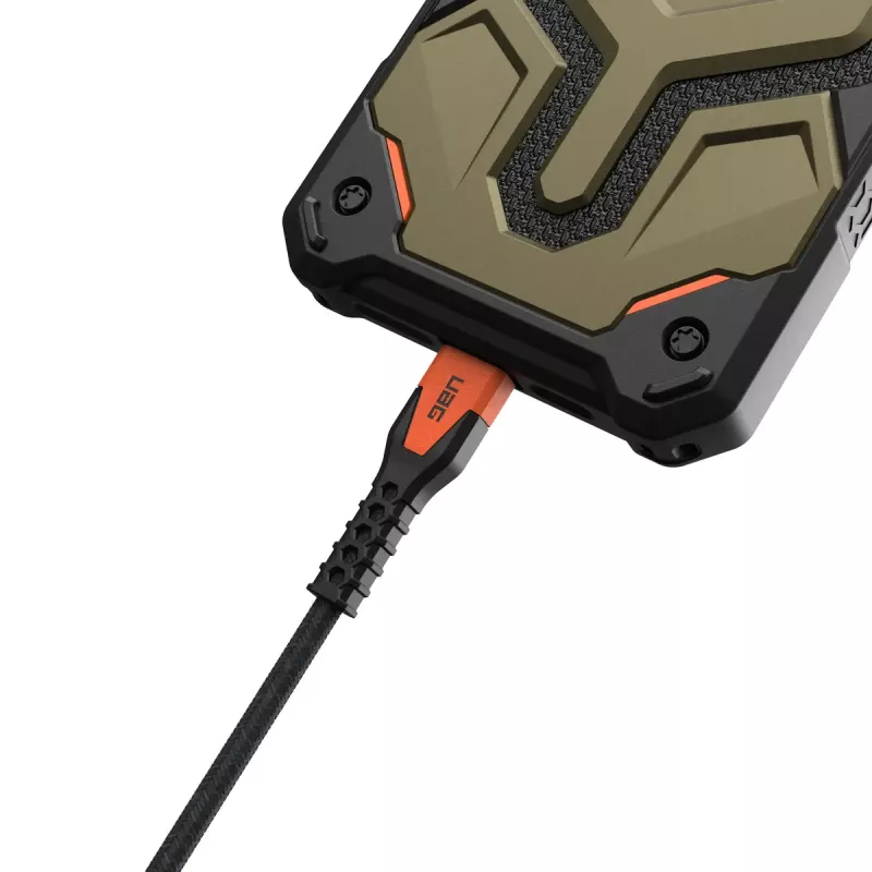 Cable de carga USB-C a USB-C Eaton 1,5 m – núcleo de Kevlar, USB 2.0, negro/naranja