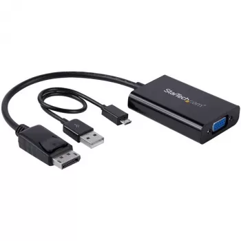 StarTech.com Adaptador DisplayPort a VGA con audio, 0,184 m, 1920 x 1200 píxeles, 1080p, negro, convertidor de vídeo activo, 0 - 70 °C