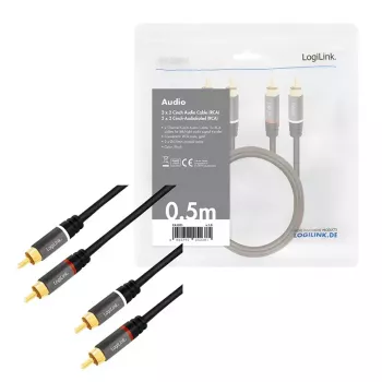 Cable de audio LogiLink CA1201 0,5 m 2 x RCA negro