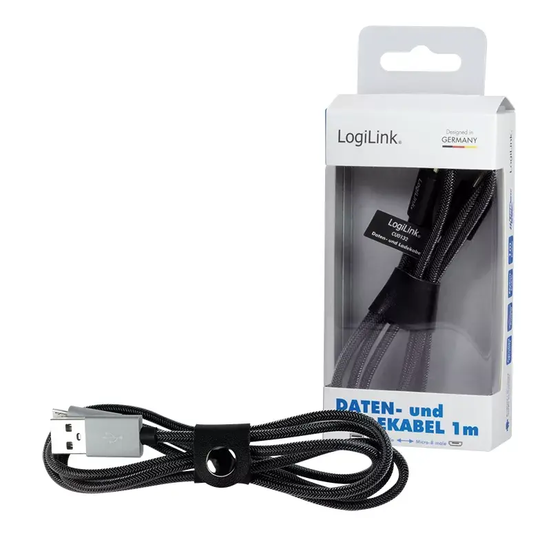 Cable USB LogiLink CU0132 1m USB A Micro-USB A gris