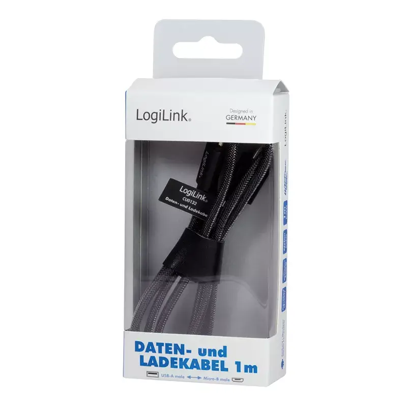 Cable USB LogiLink CU0132 1m USB A Micro-USB A gris