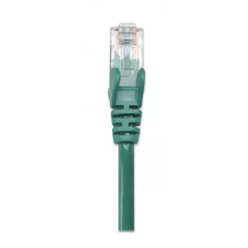 Cable de red patch Intellinet, Cat5e, 0,5 m, verde, CCA, U/UTP, PVC, RJ45, contactos dorados, protección antiacodamiento, funda antiacodamiento, garantía de por vida