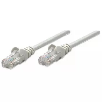 Cable de red patch Intellinet, Cat5e, 2 m, gris, CCA, U/UTP, PVC, RJ45, contactos dorados, prevención de enganches, alivio de tensión, garantía de por vida