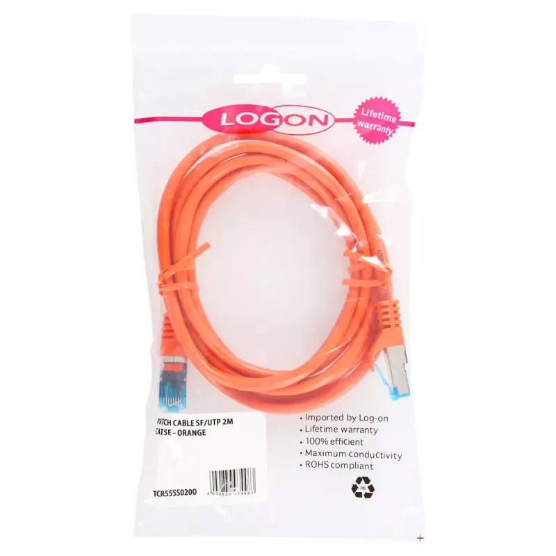 Cable de red LOGON TCR55SS075O Cat5e SF/UTP (S-FTP) naranja, RJ-45—RJ-45, 7 m